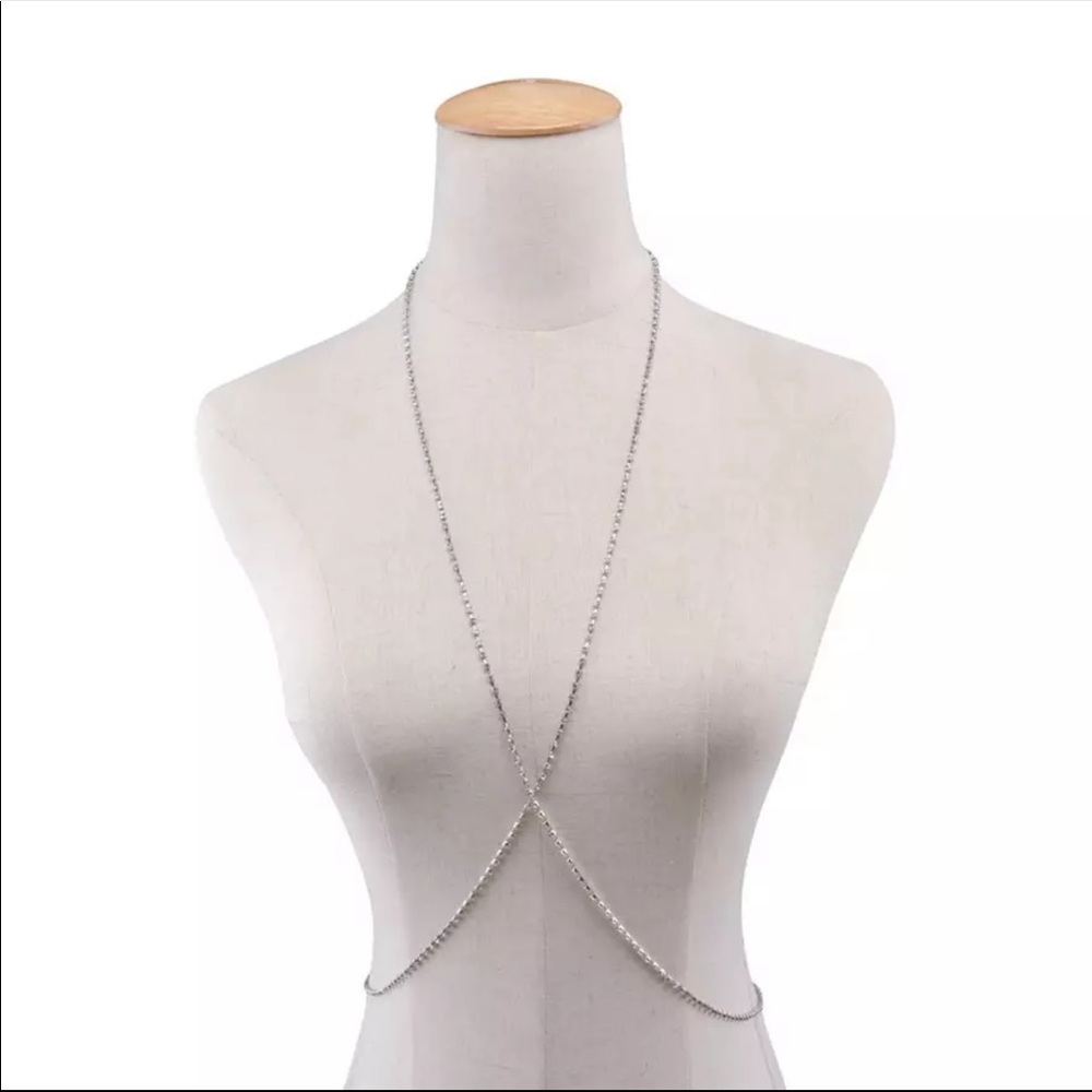 Sexy cage bra harness crystal silver plated1 - Picture 3 of 5